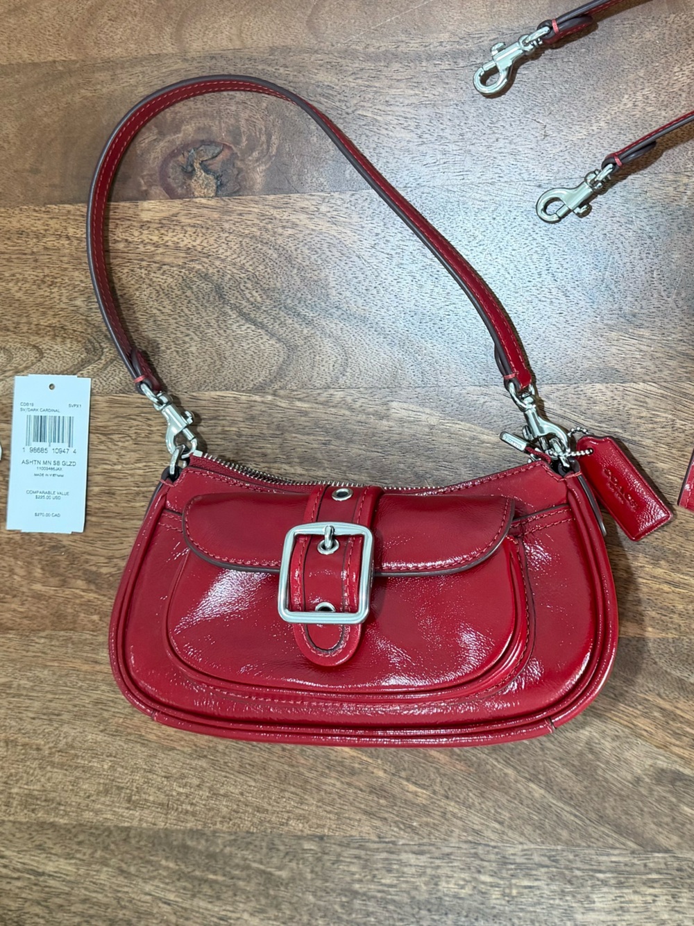 Coach Ashton Mini Shoulder Bag - Red Glazed Leather